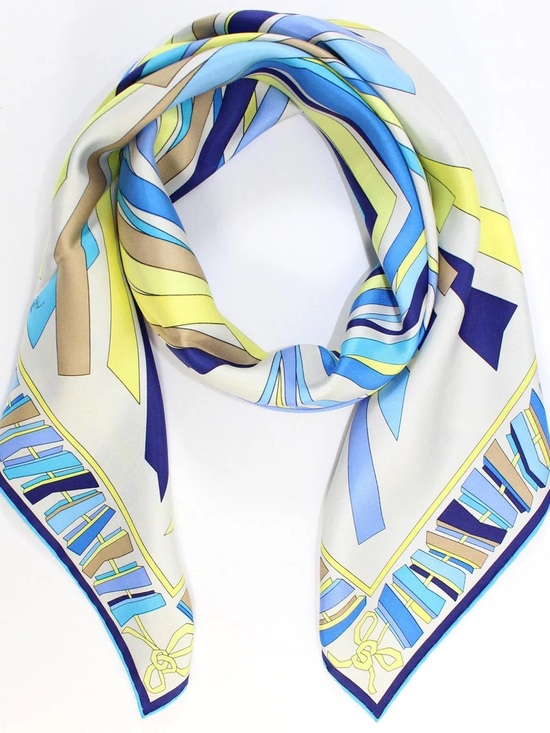 Emilio Pucci Accessories - Emilio Pucci Scarf Gray Blue Taupe Aqua - Large Twill Silk Square Scarf